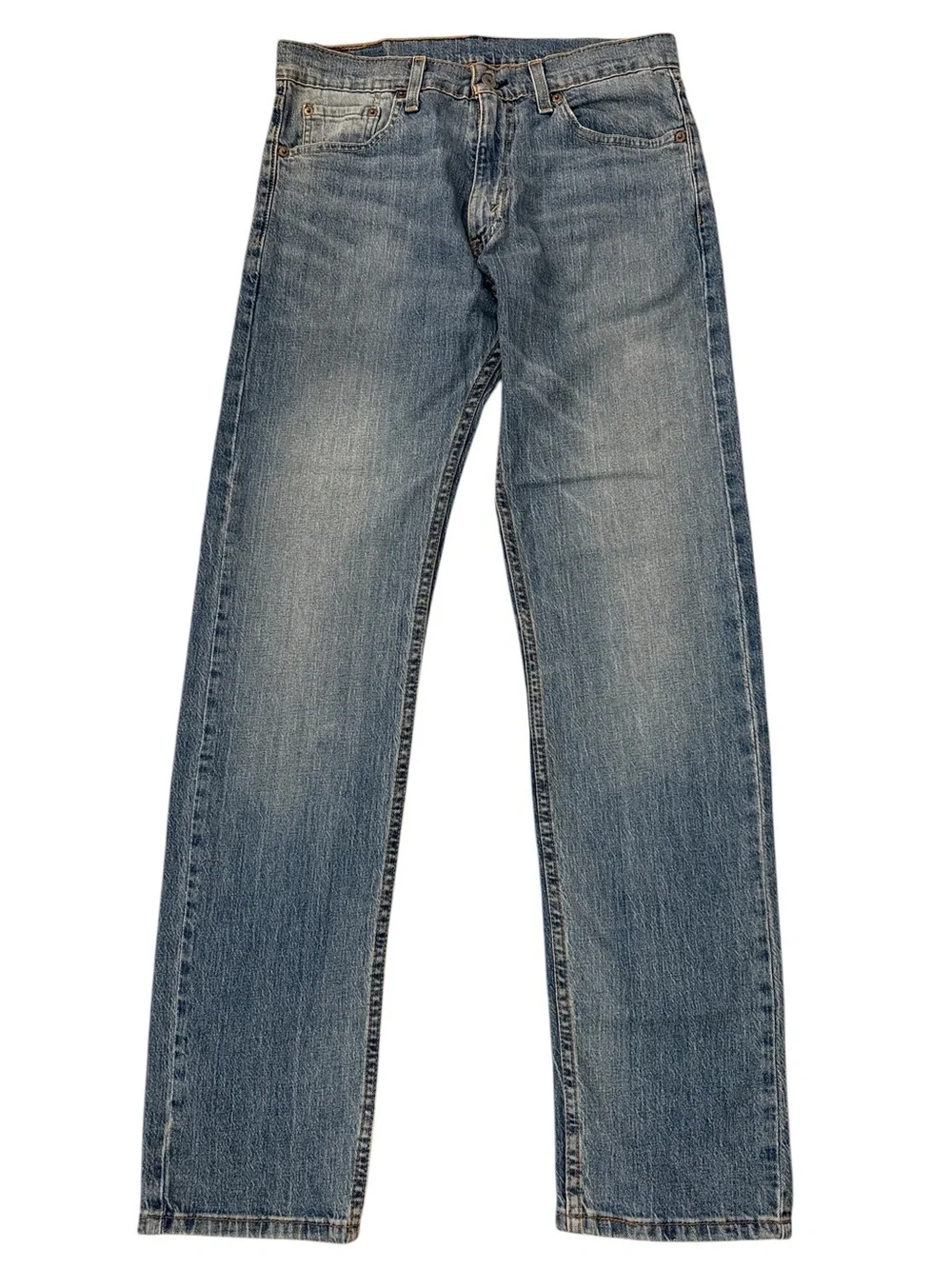 Levi’s 505 Straight Leg Jeans 30x32 Medium Wash Faded Stretch Denim Whiskering